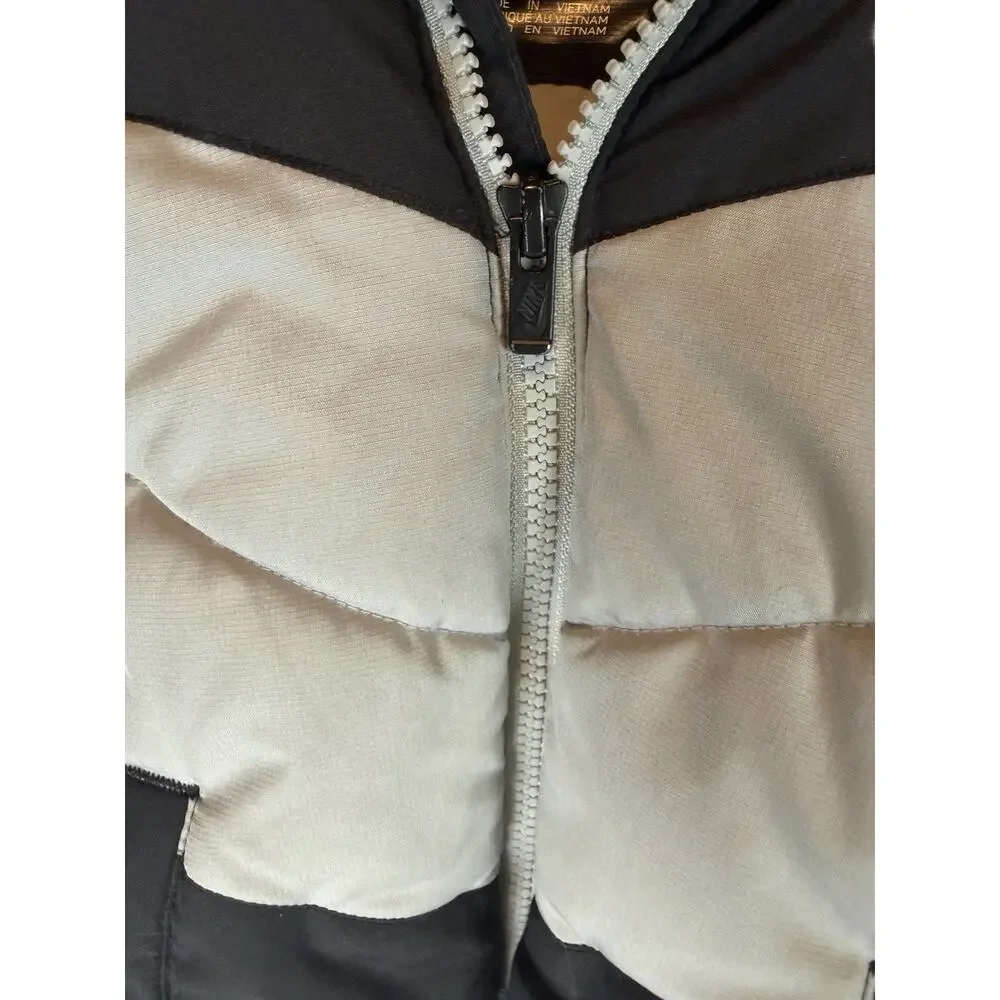 Toddler Boys Grey and Black Puffer Nike Throwback‎ Coat 4T Winter Swoosh
